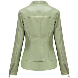 Blouson en cuir zippé pour femme Manteau de moto en faux PU pour motards - Product Image 2