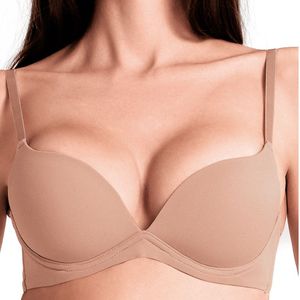 Women's Wireless Push-Up <b>Bra</b> Invisible +1 Size <b>Cups</b> Deep Neckline Soft Microfiber - Product Image 6