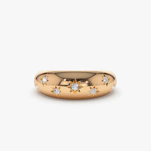 <b>Domed</b> Six MM Star Setting Lab Grown Diamond <b>Ring</b> 0.11 Ctw G Color SI Clarity 14K Solid Gold Bold Statement Piece For Women - Product Image 3