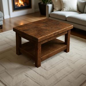 Table basse carrée en bois, meuble compact pour salon, design équilibré, bords lisses pour un aménagement intérieur soigné - Product Image 2