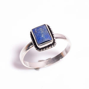 Anillo DE BODA clásico de Plata de Ley 925, anillo fino de piedras preciosas de lapislázuli para Aniversario de compromiso o regalo de fiesta - Product Image 1