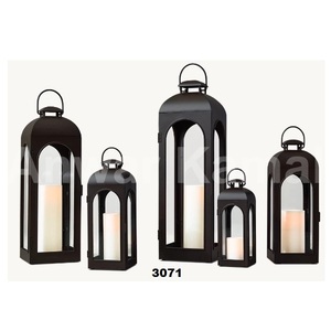 Handcrafted Black Aluminium & Clear Tempered <b>Glass</b> Lanterns Candle Holder for Home & Diwali Decoration - Product Image 1