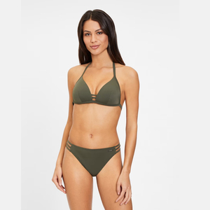 Ensemble de bikini triangle tendance pour femme, olive, personnalisé, sexy, push-up, bandeau, décolleté plongeant en V, ceinture, écologique, uni, 2 pièces, meilleur choix - Product Image 3