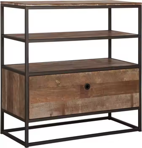 Mesita de noche de madera maciza terminada a mano Con líneas clásicas y forma de diseñador Ideal para diseños de dormitorio compactos y espaciosos - Product Image 1