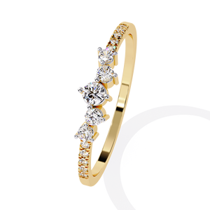 Elegante Anillo de Compromiso de Oro Rosa de 14K con Cinco Diamantes Naturales de Corte Redondo, Joyería Fina para Mujer - Product Image 6