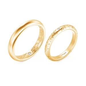 แหวนคู่สลักลายเถาวัลย์แบบกำหนดเองของ Jeulia ทำจากทอง 10K 14K 18K หรือแพลตตินัม - Product Image 2