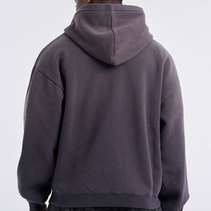 Sweat à capuche de haute qualité avec fermeture éclair, logo personnalisé, poids lourd, 100% coton, sweat à capuche ample pour homme - Product Image 2
