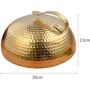 Classique Élégant Moderne Creative Art Designer Haute Qualité Plaqué Or Heavy Duty Métal Fait Forme Ronde De Luxe Dôme Alimentaire Fournitures - Product Image 2