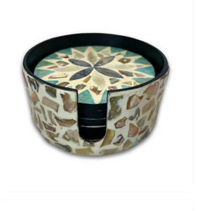 Mother Of Pearl Jewelry With Floral Coasters Sets Inlay Lid Handmade Seashell Decorative Storage Organizer <b>For</b> Vanity <b>Home</b> Decor - Product Image 4