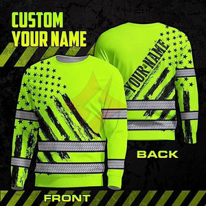 Camiseta de Alta Visibilidad ANSI Clase 1 Impermeable para Uso Corporativo, Uniforme de Trabajo de Seguridad con Bandera Verde Reflectante, con Nombre y Logotipo Personalizados - Product Image 4