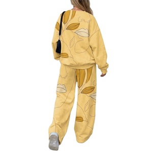 Conjuntos Deportivos Casuales de Punto para Mujer, Corte Holgado, Largos, Lisos, con Top Corto - Product Image 2