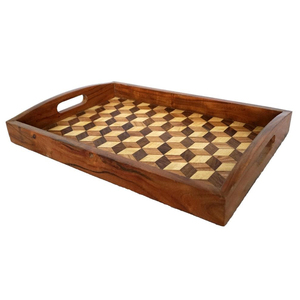 Wood Serving Tray Modern Design Rectangle Shape Lightweight with Handle for Coffee <b>Tea</b> Desserts & Home Decor - Product Image 5
