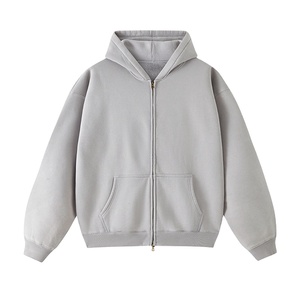 Sweat-shirt à capuche zippé pour homme, coupe ample, léger, couleur unie, automne, surdimensionné, unisexe, pull à capuche en polaire, sweat-shirt décontracté - Product Image 6