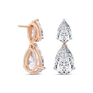 Boucles d'oreilles en moissanite or rose 7 carats, forme poire, pour un look luxueux - Product Image 3