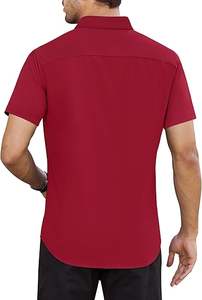 เสื้อเชิ้ตผู้ชายสีน้ำตาลแดงล้วน ผ้าแฟลนเนลผสมโพลีเอสเตอร์/คอตตอน คุณภาพสูง ระบายอากาศ แห้งเร็ว สไตล์ลำลอง สำหรับฤดูใบไม้ผลิ รับผลิตตามแบบ OEM - Product Image 2