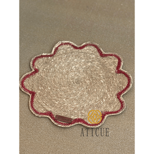 15 Inch Boho Round Placemat Seagrass and Raffia Braided Natural Fiber <b>Table</b> <b>Mat</b> for Home Use - Product Image 4