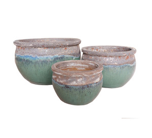 Rustic Glazed Eco-Friendly <b>Clay</b> Flower Pots <b>Set</b> Vietnamese Outdoor Garden Planters for Flowers & Green Plants Home & Garden - Product Image 2