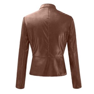 2025 liquidación mujer Chaqueta corta de piel sintética con cremallera Moto Biker Slim Fit chaquetas abrigo ligero Bolero motocicleta prendas de vestir - Product Image 4