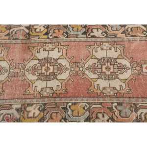 พรมตุรกีโบราณ ขนาด 3x9.3 ฟุต สีแดงลายอิคัต - Product Image 4