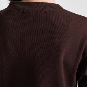 Robe élégante marron à motif floral en viscose, taille unique, avec fermeture éclair, taille naturelle, ajourée, lavable, longueur ras du sol - Product Image 6
