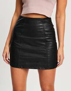 Jupe en cuir pour femme Faux Mini Longueur Taille haute Design Idéal pour les soirées décontractées Club ou Street Look Skinny - Product Image 3