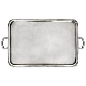 Vintage Silver Metal Serving <b>Tray</b> Large Decorative Platter with Dual Handles for Ottoman Coffee Table and Barware <b>Breakfast</b> <b>Tray</b> - Product Image 1
