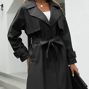 Abrigo Largo de Cuero para Mujer, el Más Vendido, Transpirable, para Invierno, Informal, Diseño Personalizado - Product Image 3