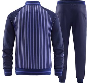Survêtement 2 pièces personnalisé OEM pour hommes, col montant, manches longues avec poches doubles sur les côtés, veste et pantalon de survêtement - Product Image 2