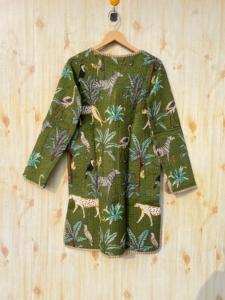 Veste matelassée en coton imprimé à la main indienne pour femmes vêtements d'extérieur décontractés toutes saisons avec motif floral et décoration de boutons - Product Image 5