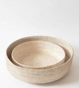 Bol de service moderne en maille de rotin couleur marron idéal pour les mariages cuisines bol à mélanger les aliments accessoires de vaisselle élégants - Product Image 6