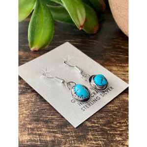 Pendientes Colgantes Hechos a Mano en Kingman con Turquesa y Plata de Ley, Estilo Navajo, para Regalo - Product Image 3