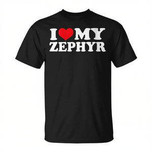 T-shirt I Love My Zephyr en coton noir, taille adulte unisexe - Product Image 2