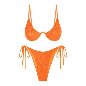 Conjunto de Bikini de Talle Bajo para Mujer, Traje de Baño de Dos Piezas, Ropa de Playa con Técnica de Teñido Liso, 100% Fibra de Bambú Transpirable - Product Image 1