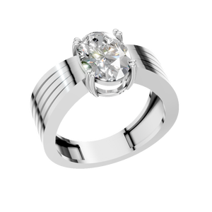 Bague de fiançailles en or massif 14 carats avec moissanite ovale de 2,5 carats pour la mariée et le marié - Product Image 1