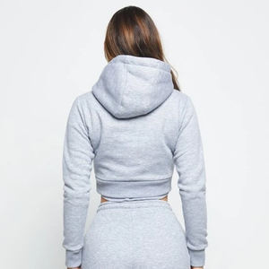 Haut court en coton personnalisé pour femmes Sweat à capuche décontracté pour femmes Sweatshirts à capuche pulls courts oversize pour femme - Product Image 4