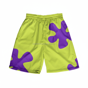 กางเกงขาสั้นชายพิมพ์ลายโลโก้ตามสั่ง แบบซับลิเมชั่น แห้งเร็ว ใส่เที่ยวทะเลฤดูร้อน พิมพ์ลายตัวการ์ตูน สวมใส่สบาย มีซับในตาข่าย - Product Image 1