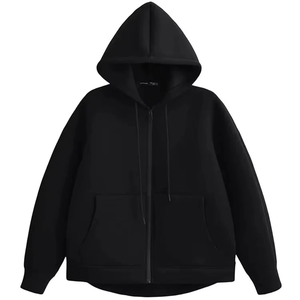 Sweat à capuche en molleton de coton zippé pour femmes Sweat-shirt léger et confortable avec capuche élégant et fonctionnel pour une utilisation en automne et en hiver - Product Image 2