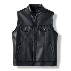 Gilet en cuir coupe-vent d'hiver personnalisé OEM/ODM avec fermeture à boutons pour hommes, vêtements de moto - Fournisseur en gros - Product Image 1