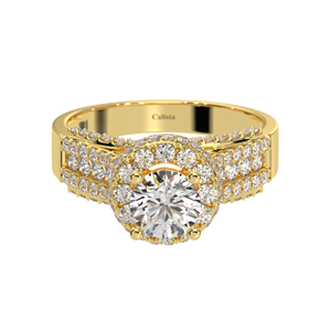 แหวนหมั้นสไตล์คลาสสิกเครื่องประดับผู้หญิง10K หินสีเหลืองทองลูกบาศก์เซอร์โคเนียแหวนกลมตัดสดใสผู้ผลิตเวียดนาม - Product Image 6