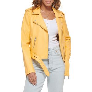 Chaqueta de cuero recortada para mujer a la moda, Chaqueta corta ajustada de piel de oveja estilo Moto para ropa de calle, chaqueta de cuero para mujer - Product Image 4