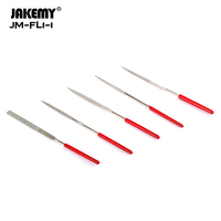 Juego de limas de diamante 5 en 1 JM-FL1-1 con mango de plástico para pulir moldes, desbarbar metal y vidrio, 140 mm