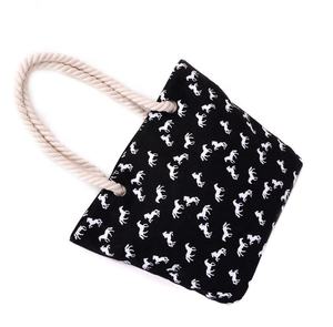 Sac de plage en toile écologique noir imprimé Animal, fourre-tout en toile personnalisé, poignée en corde, sac à provisions en toile recyclée pour femmes, offre spéciale - Product Image 1