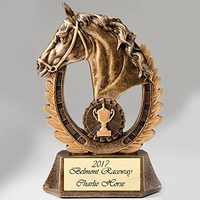 Trophée personnalisable en laiton antique de 8 pouces, fait main, avec impression numérique, tête de cheval, récompense en cuivre métallique personnalisée, bicolore, pour l'éducation