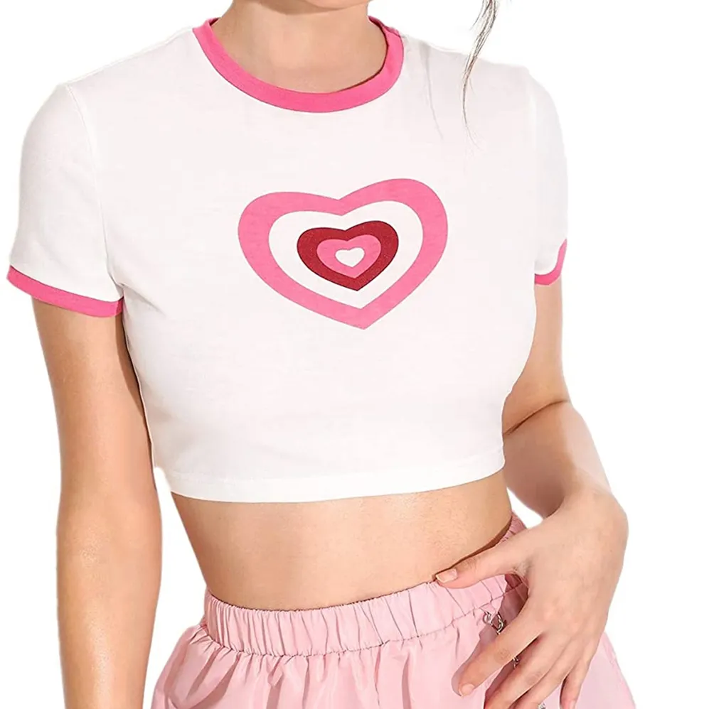 Top Trending cropped fitted graphic tee Cotton Crop Yoga Fitness Fit Ladies Crop Top Shirt con logo personalizzato
