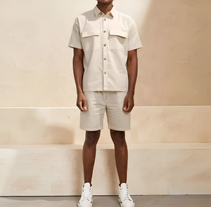 Men's Custom Printed Logo Embroidered <b>Crocheted</b> Summer Terry Two-Piece Cotton Casual Sweat Suit <b>Set</b> Quick Dry - Product Image 3