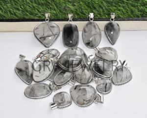 Pendentifs en argent sterling 925 faits à la main, style bohème ethnique, avec pierres précieuses naturelles de rutile noir de qualité supérieure, pour fiançailles, fêtes et mariages, vente en gros - Product Image 4