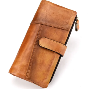 Tarjetero de cuero genuino personalizado, tarjetero largo de alta calidad para hombre, billetera de cuero con bloqueo RFID, cremallera Crazy Horse - Product Image 2