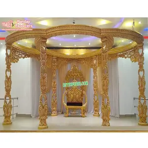 Royal Maharani <b>Wedding</b> Vedi Mandap Gujarati <b>Wedding</b> Ceremony Wooden Mandap Exclusive <b>Wedding</b> Decor Wooden Mandap London - Product Image 1