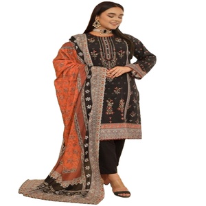 ชุดเดรสผ้าฝ้าย3ชิ้นสำหรับผู้หญิงชุดเดรสปักลายสไตล์อินเดียสำหรับผู้หญิง - Product Image 1