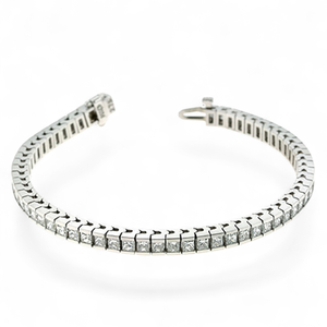 Pulsera de Tenis con Diamantes de Corte Princesa (Naturales) en Canal de Platino - Product Image 2